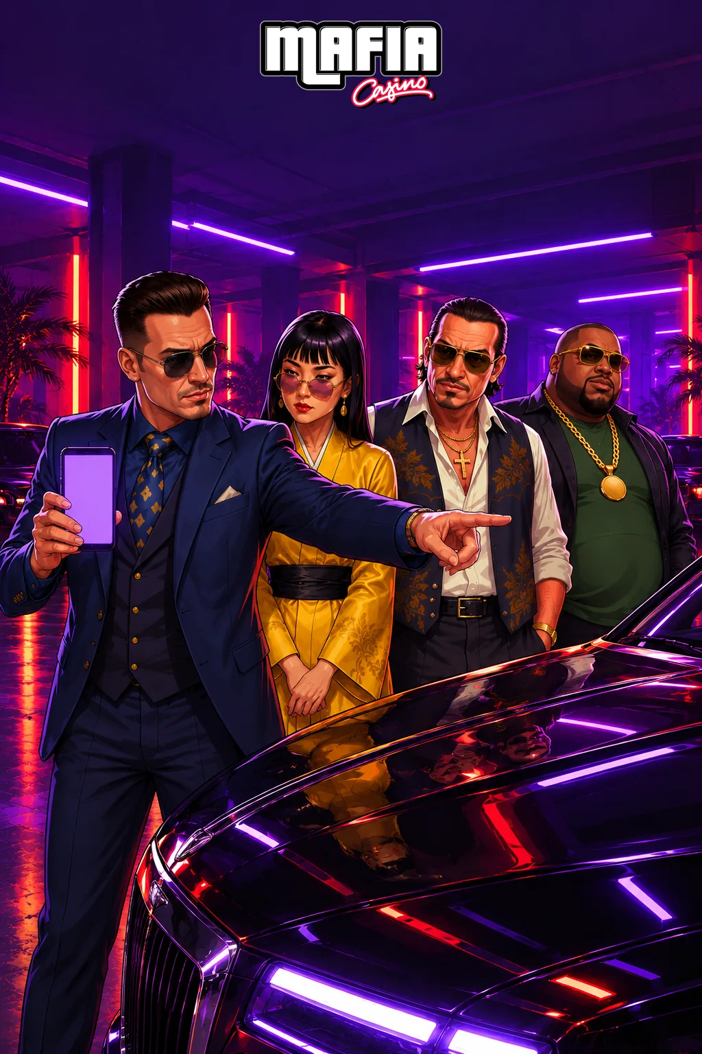 Illustrazione Mafia Casino dedicata al gioco da browser mobile